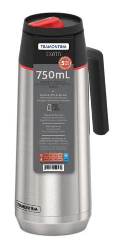 Termo Bala Exata Tramontina 0,75l Acero Inoxidable