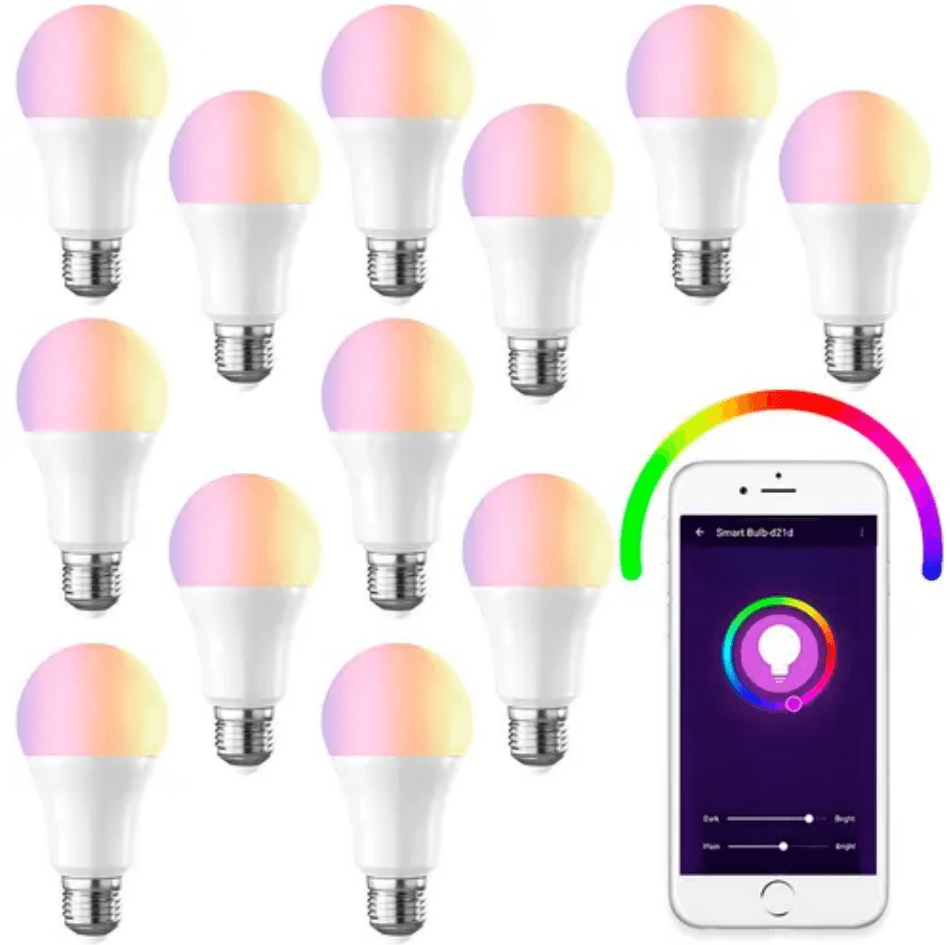Kit x12 Lámpara Led Smart Inteligente RGB 9W Wifi