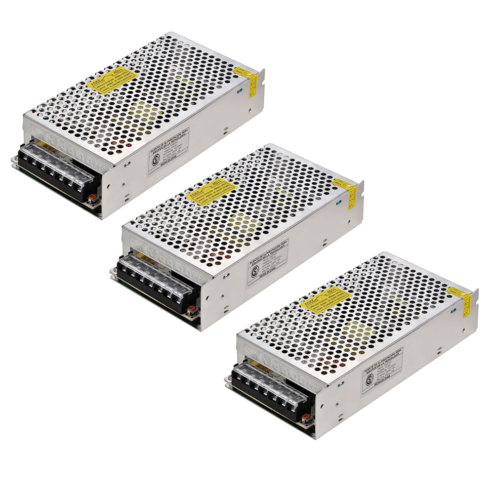 Fuente Switching 12v 10a Regulada Proteccion Tira Led Cctv X 3 Unidades